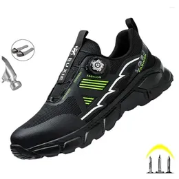 Boots Lightweight Rotating Button Men Work Safety Shoes Anti-smash Anti-puncture Steel Toe Protective Sneakers Construction Footwear