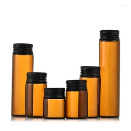 Bottles 50X 15-60ml Glass With Black Aluminium Lid Small Jars Amber Powder Test Tube Bottle Diy Stoarge Vial