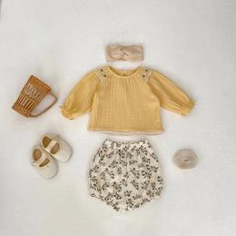 Clothing Sets MILANCEL 2Pcs Baby Set Yellow Blouse And Floral Bloomers Girls Suits