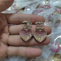 Stud 2023 Luxury brand designer earrings for girls ear studs diamond letters C earring Valentines Day gift engagement wedding party Jewellery accessories 240306