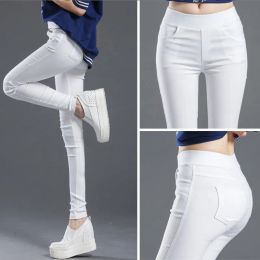 Capris Black Solid High Stretch Pencil Pants Women Fall White Skinny Leggings High Waist Home Trousers Female Casual Wear P8823