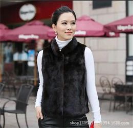 Fur 2018 New Rabbit short coat lady warm autumn winter fashion women faux fur collar jacket Slim black white waistcoat female vest