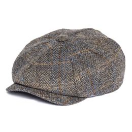 BOTVELA 100% Wool Tweed Cheque Newsboy Cap Men Grey Beige Herringbone Baker Boy Caps Flat Hat Gatsby Cabbies Boina 029 T2009113086