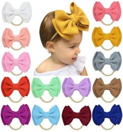 Cute Baby Girl 47 Inch Double Layer Elastic Nylon Big Bow Headband Solid Ribbon Hairband 20 Color Kid Boutique Hair Accessories2090638