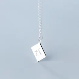 Pendants "Love You" Authentic REAL. 925 Sterling Silver Jewelry Love Letter Book Pendant Necklace C-D5044