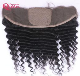 Brazilian Deep Wave Silk Base Lace Frontal Closure Virgin Human Hair With Baby Hair 13x4 Ear to Ear Lace Closure Preplucked Top L9345194
