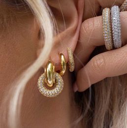 Stud 2024 Stud CZ Zircon Round Huggie Hoop Earrings Women Geometric Shape Ear Hoops Stainless Jewellery 240306
