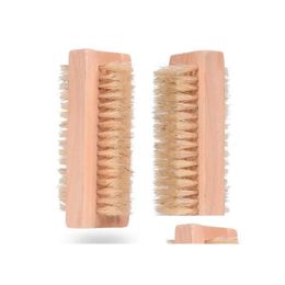 Cleaning Brushes New Wood Nail Brush Two Sided Natural Boar Bristles Wooden Manicure Spa Dual Surface Hand Cleansing Brushes 10Cm S29 Dhzfn