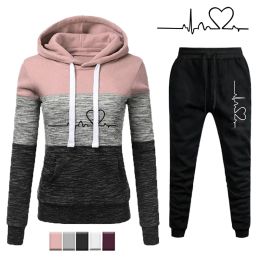 Suits Hoodie Suit Women Hoodie Set Sportwear Suit Casual Jacket Sweatshirts and Pants 2 pcs Set Splice Tracksuit