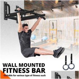 Horizontal Bars Wall Mounted Tal Bar Set With Resistance Band/Hand Ring Exercise Gym Chin Up Pl Training Sport Fitness Equipment Dro Dhy9O