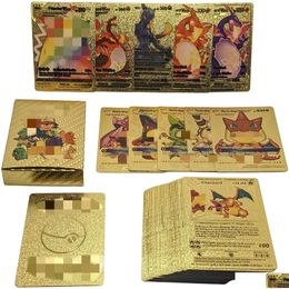 Card Games Cartoon Elf Bronzing Gold Foil Cards Battle Drop Delivery Toys Gifts Puzzles Dhpxb