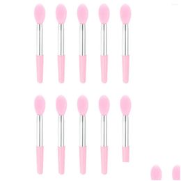 Makeup Brushes 10 Pcs Lip Mask Spoon Lipstick Applicator Eye Shadow Eyeshadow Brush Silica Gel Drop Delivery Dhoew