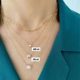 Custom 14k White Gold Moissanite Jewellery Diamond Solitaire Bezel Necklace
