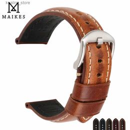 Watch Bands MAIKES band Vintage Oil Wax Leather Strap 20mm 22mm 24mm Accessories Band For Panerai Citizen L240307