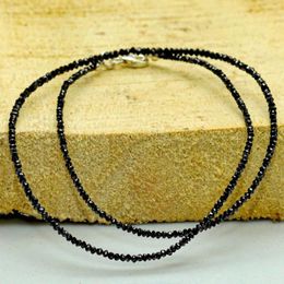 Pendants 2.5-3mm Natural Black Diamond Gemstone Beads Necklace 18Inches Thanksgiving Day National Style Christmas Relief Calming Fancy