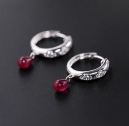 Stud Plain Ruby Earring 039s Day Genuine Gemstones 925 Sterling Silver Water Drop Colored Gift 2210222920963