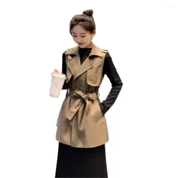 Women's Vests S-3xl Vest Jacket Spring 2024 Korean Outer Wear Mid-Length Windbreaker Coats Overcoat Waistcoat