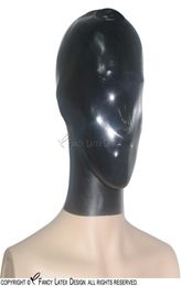 Black Sexy Latex Hood Without Zipper Open Nose Rubber Mask Plus Size Round Collar Make by Mould 00028086146