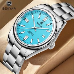 BENYAR Luxury Men Mechanical Wristwatches 10Bar Waterproof Automatic Watch Stainless Steel Sports Diving Watch for Men 240220