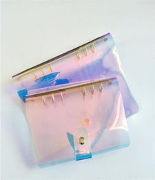 A6 Laser Notebook Binder PVC Clear 6hole Ring Notepad Binders Looseleaf Student Office Supplies5606386