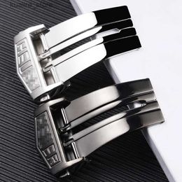 Watch Bands 22mm Stainless Steel Buckle Folding Clasp Double Button For Accessories Strap L240307