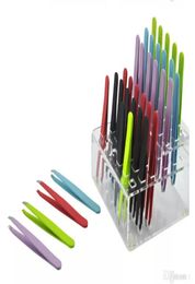 Whole24Pcs Colourful Stainless Steel Slanted Tip Beauty Eyebrow Tweezers Hair Removal Tools Lowest Promotion 5670596
