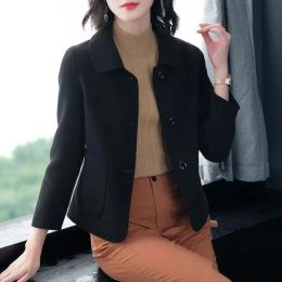 Jackets 2023 New Spring Autumn Short Woolen Jacket Female Korean Slim Coat Joker Fashion Outerwear Casual Women's Overcoat Tide Tops