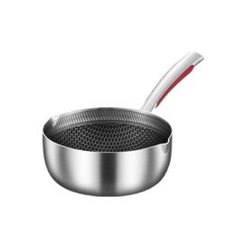 Soup Pots Japanese Style Snow Flat Pan Three Layers of Steel Milk Pot 316 Stainless Steel Nonstick Pan Frying Pan Seafood Pot 240304