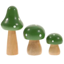 Garden Decorations 3 Pcs Car Christmas Color Mushroom Ornament Glass Sculpture Mini Wooden Desktop Simulated