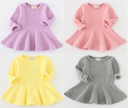 Retail Christmas baby infant cotton Ruffle long Sleeve Princess dresses kids designer clothes girls dresses children boutique clot2637499