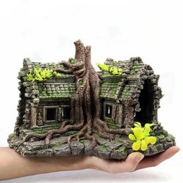 Fish Tank Aquarium Accessories Resin Tree House Wooden Beautification Decoration Crafts Pet Supplies 240226