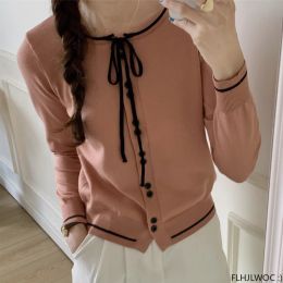 Pullovers Cute Bow Tie Tops Pullovers Jumpers Hot Sales Preppy Style Girls Japan Korea Chic Fashion Design White Black Knitted Sweaters