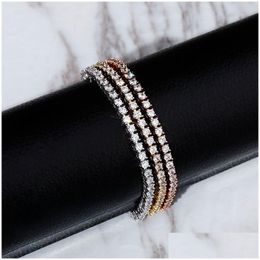 Chain New Trendy Women Anklets Bracelets 4Mm Adjustable Size Gold Plated Bling Cz Tennis Bracelet Chains For Girls Gift Drop Delivery Dh402