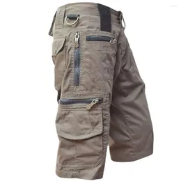 Men's Shorts Stylish Short Pants Mid Waist Summer Cargo Sweat Absorbing Zipper Pocket