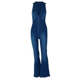 European and American style women's spring new slim fit and fashionable street retro style denim jumpsuit