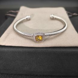 Twisted DY mens bracelet adjustable opening diamond womens bracelet designer bijoux de luxe bangle for women silver cable wire ornament zh148 B4