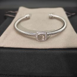 Dy bracelet designer silver twisted vintage adjustable Jewellery woman bracelet accessories exquisite simple bangle for women large wrist gemstone zh148 B4