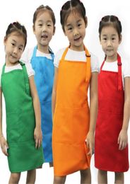 New Kids Apron Child Painting Cooking Baby Pinafore Solid Color Kitchen Toddler Clean Aprons1407921
