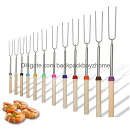 Bbq Tools & Accessories Stainless Steel Bbq Tools Marshmallow Roasting Sticks Extending Roaster Telesco Cooking/Baking/Barbecue Drop D Dhmdz