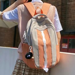 School Bags Large Capacity Teenage Schoolbag Eco-friendly Nylon Cloth Multi Pocket Students Backpack Orange Patchwork Unisex Laptop Rucksack