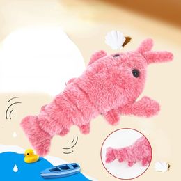 Electric Jumping Cat toy Shrimp Moving Simulation Lobster Electronic Plush Toys For Pet dog cat Children Stuffed Animal toy 240226