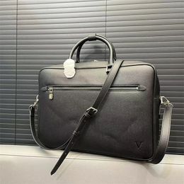 Genuine Leather Designer Briefcase Men Women Laptop Bag Business Handbag Solid Color Letters Brand Briefcases Computer Bags