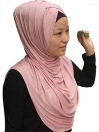 Ethnic Clothing Jersey Hijab Solid Color Ruffle Lycra Muslim Pleated 1pc Instant Shawl Women Hat Headscarf Wraps Islamic Head Scarf