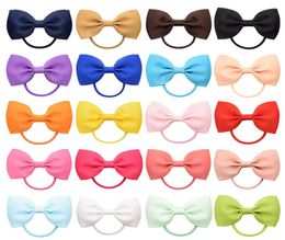 275 Inch Baby Bow Hairbands Kids 20 Colour Solid Hair Ring Kids Elastic Candy Polyester Ribbon Colour Hair Accessories 068218299