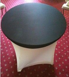 Black Color 6ft72inch Round Lycra Spandex Table Cloth Cover Topper 5PCS MOQ For WeddingPartyel Decoration Use2385591