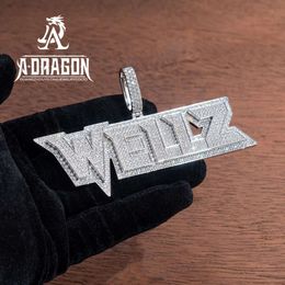 Custom Luxury Letter Pendant 925 Sterling Silver Vvs Moissanite Hip Hop Mens Jewelry Iced Out Necklace Pendant