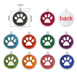 Dog Tag Pet Accessories Round Zinc Alloy Hanging Colour Flash Pink Cats Claw Pendant Collar Accessory Dogs Supplies Items