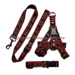 Dog Collars & Leashes Designer Dog Harness And Leash Collar Set No Pl Adjustable Back Clip Step-In With Basic Heavy-Duty Anti-Twist Fo Dhjel