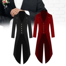 Jackets New Men's Vintage Tailcoat Jacket Gothic Steampunk Long Sleeve Jacket Victorian Jacket Halloween Casual Clothes for Adult