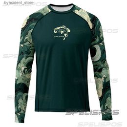 Men's Casual Shirts SPELISPOS Summer 2023 Men Sports Fishing Clothing Sunscreen Breathable Quick Drying Long Sleeved Fishing T-shirt Outdoor L240306